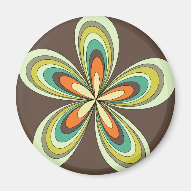 Aimant Années 60 super les années 70 Hippie Fleur Brown R (Devant)