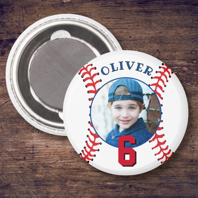 Aimant Anniversaire de enfant du baseball Ball Photo (Créateur téléchargé)