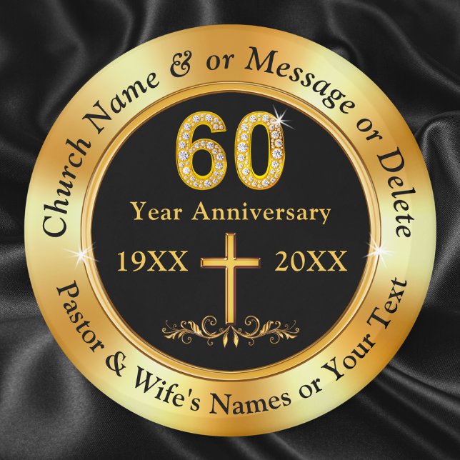 Aimant Anniversaire de l'Église chrétienne ou 60e, Faveur (Church 60th Anniversary. Christian 60th Anniversary party favors. 60th anniversary magnets Christian)