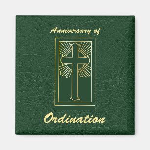 Aimant Anniversaire de l'ordination du prêtre aspect cuir