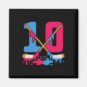 Aimant Anniversaire Dégoulinant de Glace de Hockey 10ème