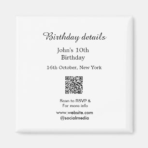 Aimant Anniversaire détails 10e anniversaire balayage QR