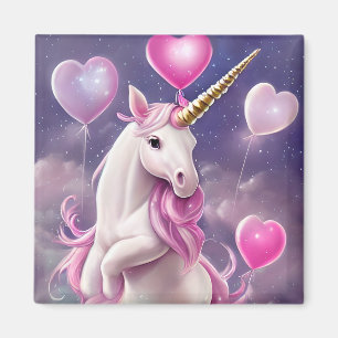 Aimant Anniversaire fille Imaginaire Unicorne avec ballon