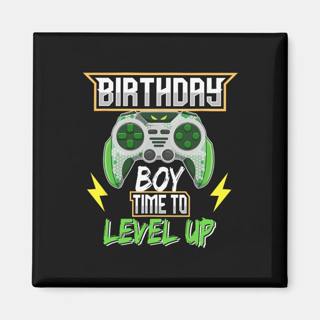 Aimant Anniversaire Garçon Temps De Niveau Up Video Jeu A (Devant)