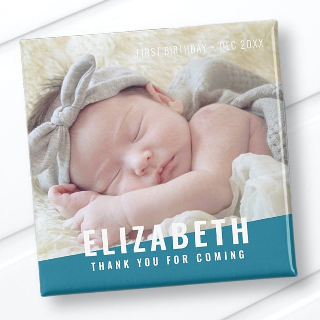 Aimant Anniversaire moderne couleur vive Merci photo (Créateur téléchargé)