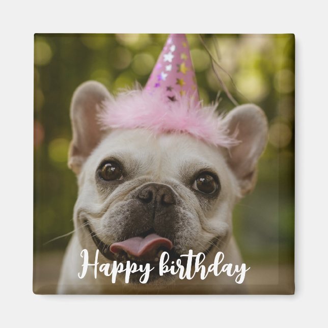 Aimant Anniversaire personnalisé de chien de compagnie (Devant)
