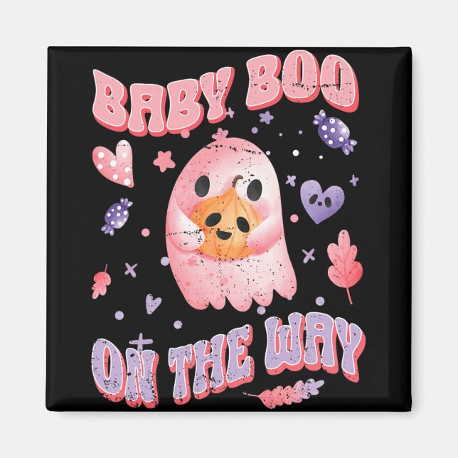 Aimant Annonce de grossesse Halloween Bébé Boo en route (Devant)