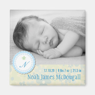 Aimant Annonce de naissance photo aux jolies marguerites