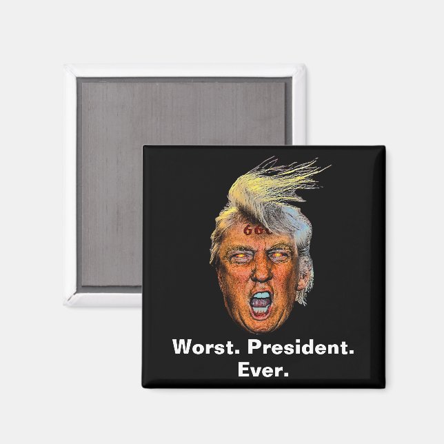Aimant Anti-président Trump - Le pire président jamais (Recto/Verso)