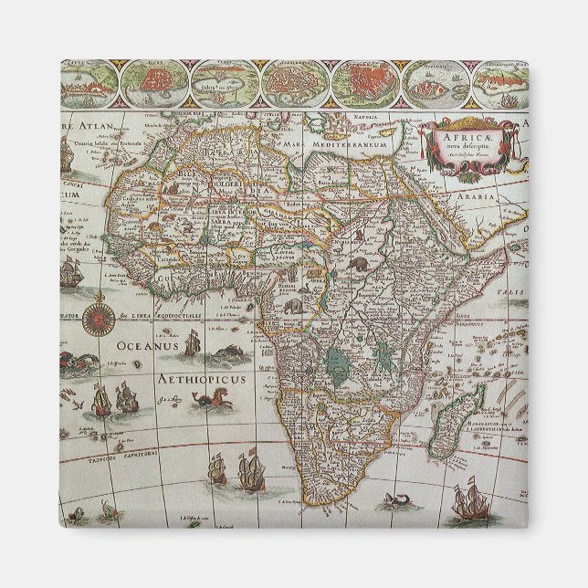 Aimant Antique carte du Vieux Monde de l'Afrique, c. 1 63 (Devant)
