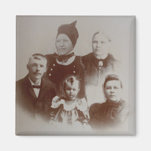 Aimant Antique Famille Collage Photo B&W Image