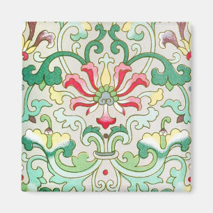 Aimant Antique motif floral oriental crème rouge turquois