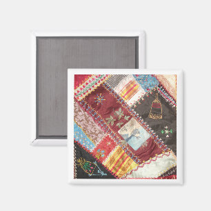 Aimant Antique, Victorian-Era Crazy Quilt Carré