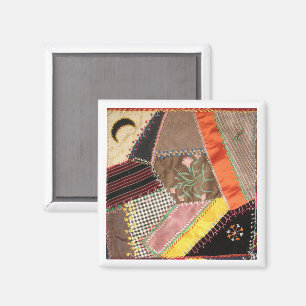 Aimant Antique, Victorian-Era Crazy Quilt Carré