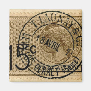 Aimant antique vintage d'impression de