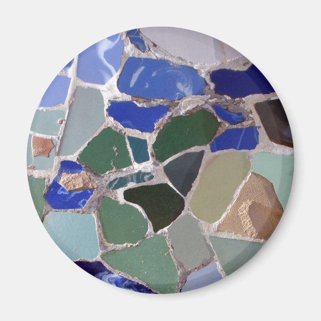 Aimant Antoni Gaudi Mosaïques Bleues (Devant)