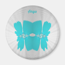 Aimant ANYA ~ Blanc et Aqua ~ Design étonnant
