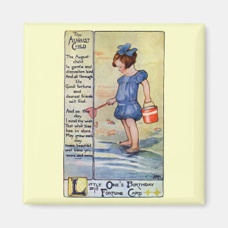 Aimant Août Anniversaire fille à la plage