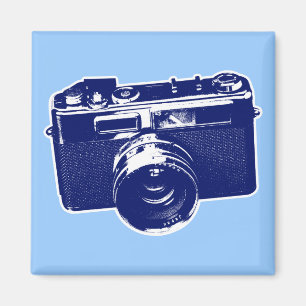 Aimant Appareil-photo bleu d'art de bruit