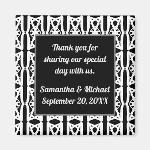Aimant Appréciation moderne du Merci Mariage noir blanc