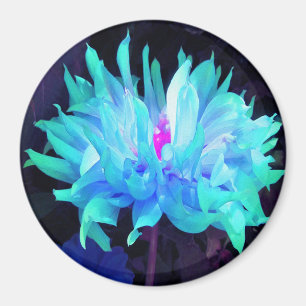 Aimant Aqua bleu et vert cactus Dahlia