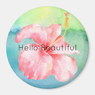 Aimant Aqua Green Tie dye Hibiscus rose Floral