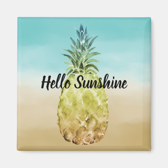 Aimant Aqua or aquarelle tropicale ombre ananas (Devant)