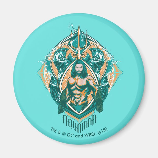 Aimant Aquaman | Graphique Aquaman & Trenchers (Devant)