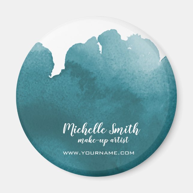 Aimant Aquarelle Abstraite couleur turquoise trait de bro (Devant)