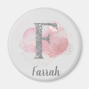 Aimant Aquarelle Abstraite et Parties scintillant lettre