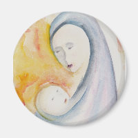 Aquarelle Abstraite Madonna et Enfant