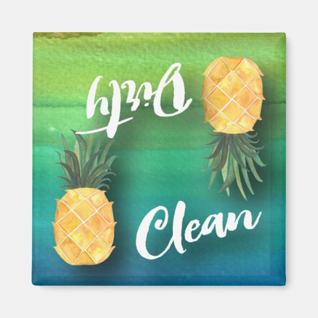 Aimant Aquarelle ananas Lave-vaisselle sale propre (Devant)