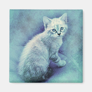 Aimant Aquarelle bleue de l'abrégé sur   le chaton  