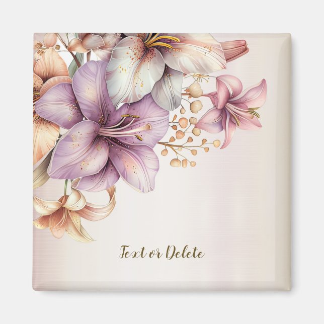 Aimant Aquarelle Boho Rose Fleurs Élégante Et Élégante (Devant)