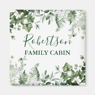 Aimant Aquarelle Botanique Ivy Ferns Sage Famille Cabine