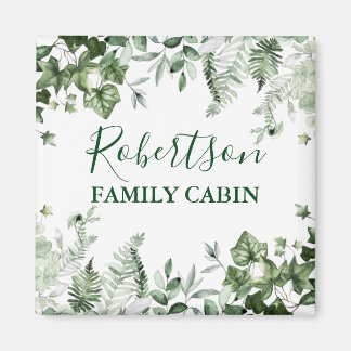 Aimant Aquarelle Botanique Ivy Ferns Sage Famille Cabine