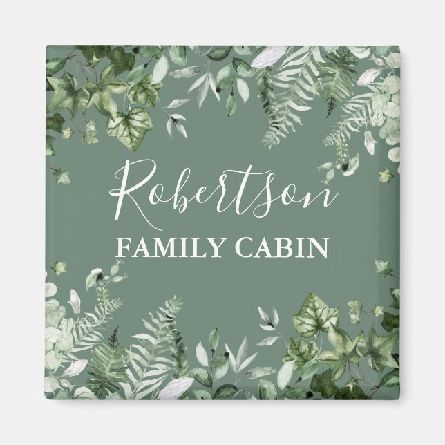 Aimant Aquarelle Botanique Vins Ferns Cabine Sage Green (Devant)