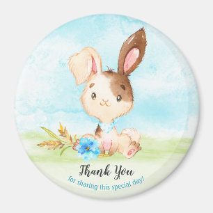 Aimant Aquarelle Boy Bunny Baby shower ferme Merci
