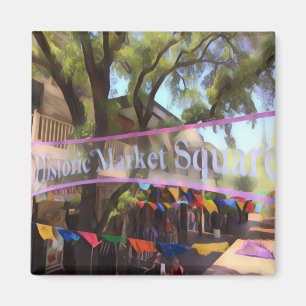 Aimant Aquarelle Carré du marché - San Antonio