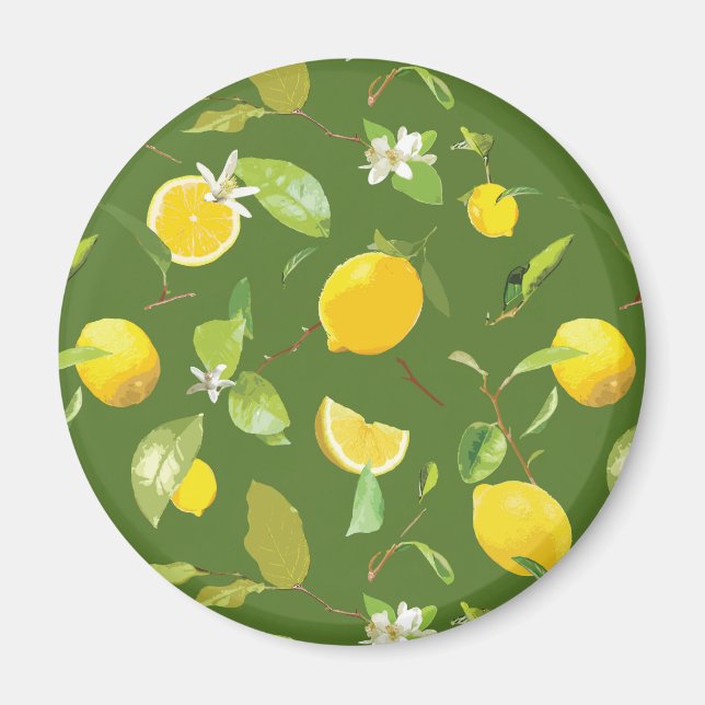 Aimant Aquarelle Citron et Feuilles 5 (Devant)