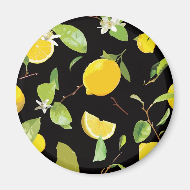 Aimant Aquarelle Citron et feuilles Aquarelle Citron et F (Devant)