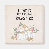 Aquarelle Citrouille blanche et or Anniversaire