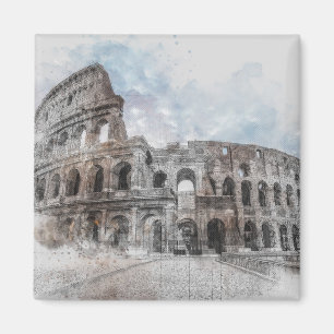 Aimant Aquarelle Colisée Rome Italie