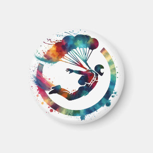 Aimant Aquarelle colorée Skydiver