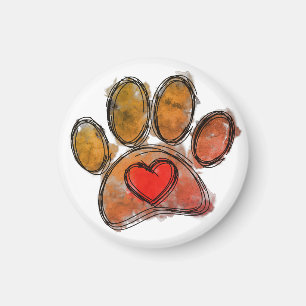Aimant Aquarelle couleur Amoureux des chiens Dessin