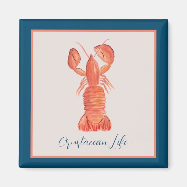 Aimant Aquarelle crustacé homard écrevisse  (Devant)