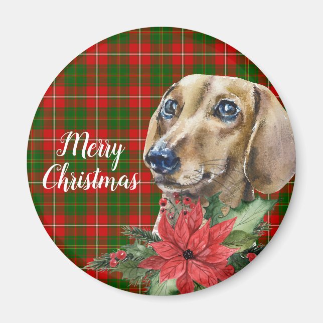Aimant Aquarelle Dachshund Chien Personnalisé (Devant)