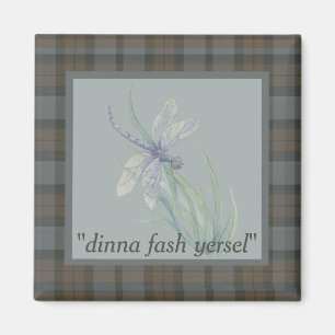 Aimant Aquarelle de Dragonfly Fraser Clan Bleu gris