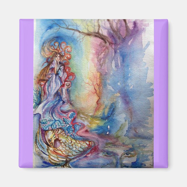 Aimant Aquarelle de l'Imaginaire bleu rose du LAC (Devant)