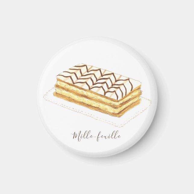 Aimant Aquarelle de pâtisserie de feuille de ille (Devant)
